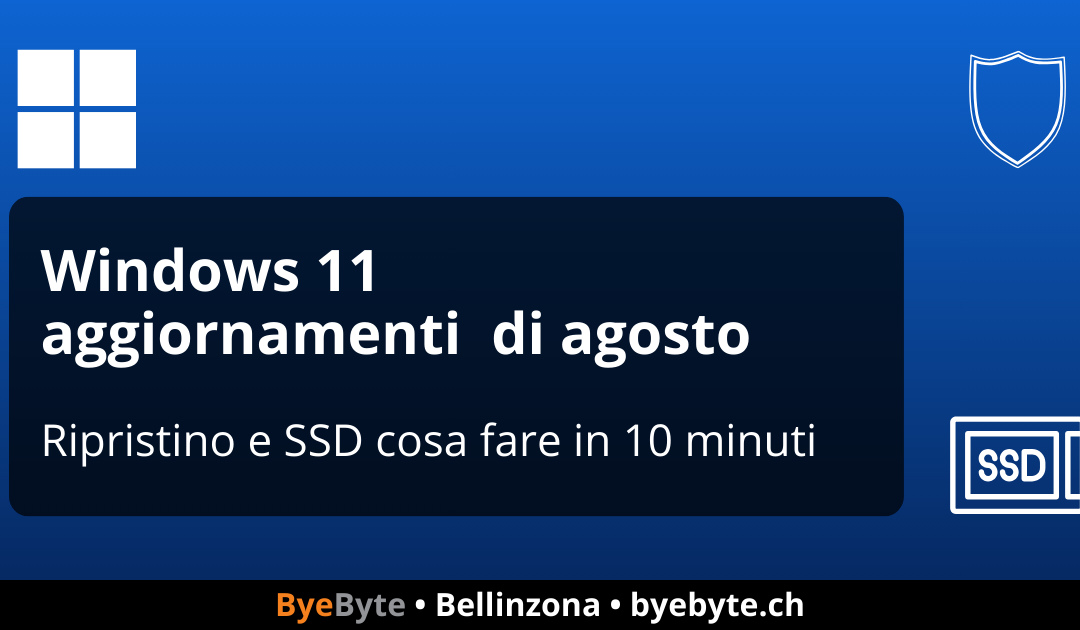 Windows 11 aggiornamenti agosto — ripristino e SSD (10 min)